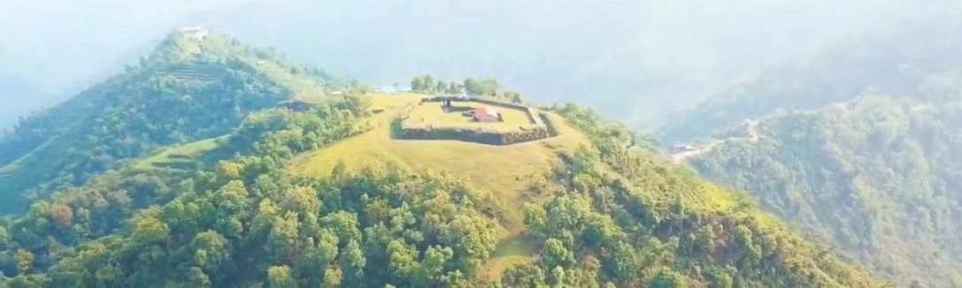 Drone shot of Upperdang gadi Hill. The best place around padampur for natural scenaries of green hills 